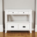 36'' Farmhouse Pine Wood Console Table Entry Sofa Table with 4 Drawers & 1 Storage Shelf (Antique White) - Antique White + Pine