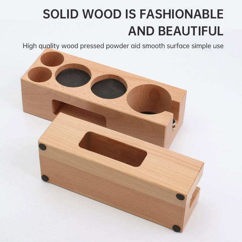 Coffee Powder Press Holder, Coffee Machine Supporting Equipment, Solid Wood Handle Support Frame, Powder Press Filling Base - 58 Five Hole Walnut Powder Pressing Seat