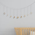 Crescent Moon Wall Decoration Wood Chip Moon Ornament Lunar Eclipse Home Decoration Wall Hanging Chain - MS7582