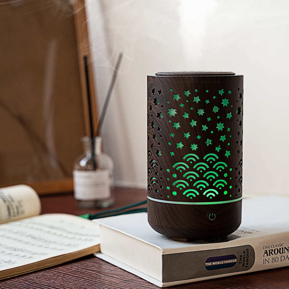 New Wood Grain Starry Sky Aroma Diffuser Humidification Car Home Spray Humidifier Ultrasonic Essential Oil Automatic Diffuser