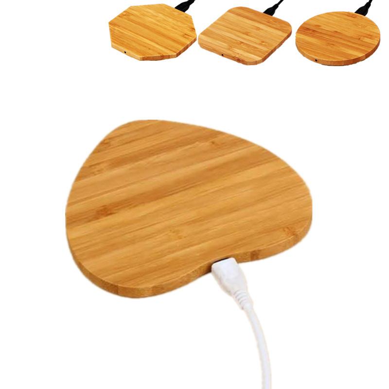 Heart Shape Wood Bamboo Qi Wireless Charger Desktop Charging Pad For iPhone - Polygon
