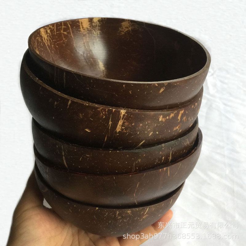 Coconut Bowl Coconut Shell Bowl Tableware Rice BowlCoconut Shell Dried Fruit Plate Handmade Coconut Bowl Salad Bowl Coconut Wood Bowl - 1pc Coconut Shell Bowl