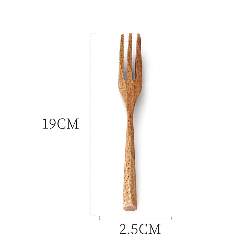 Creative Wooden Tableware, Beech Wood Knife, Fork, Spoon, Three Piece Set Of Solid Wood Natural Color Small Wooden Knife Set