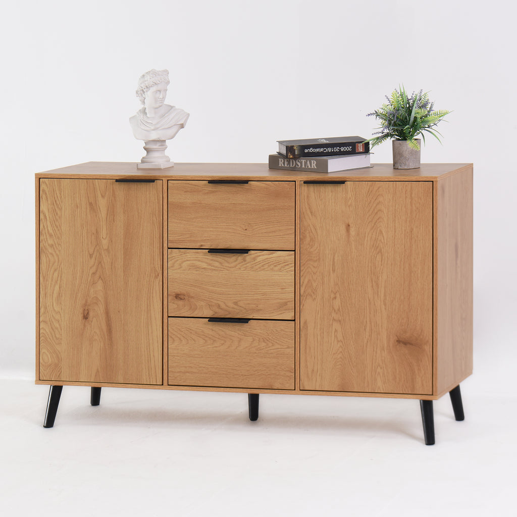 Side panel buffet cabinet with storage room, 47.2 "natural wood color kitchen cabinet with 3 drawers and 2 doors - W409P171861