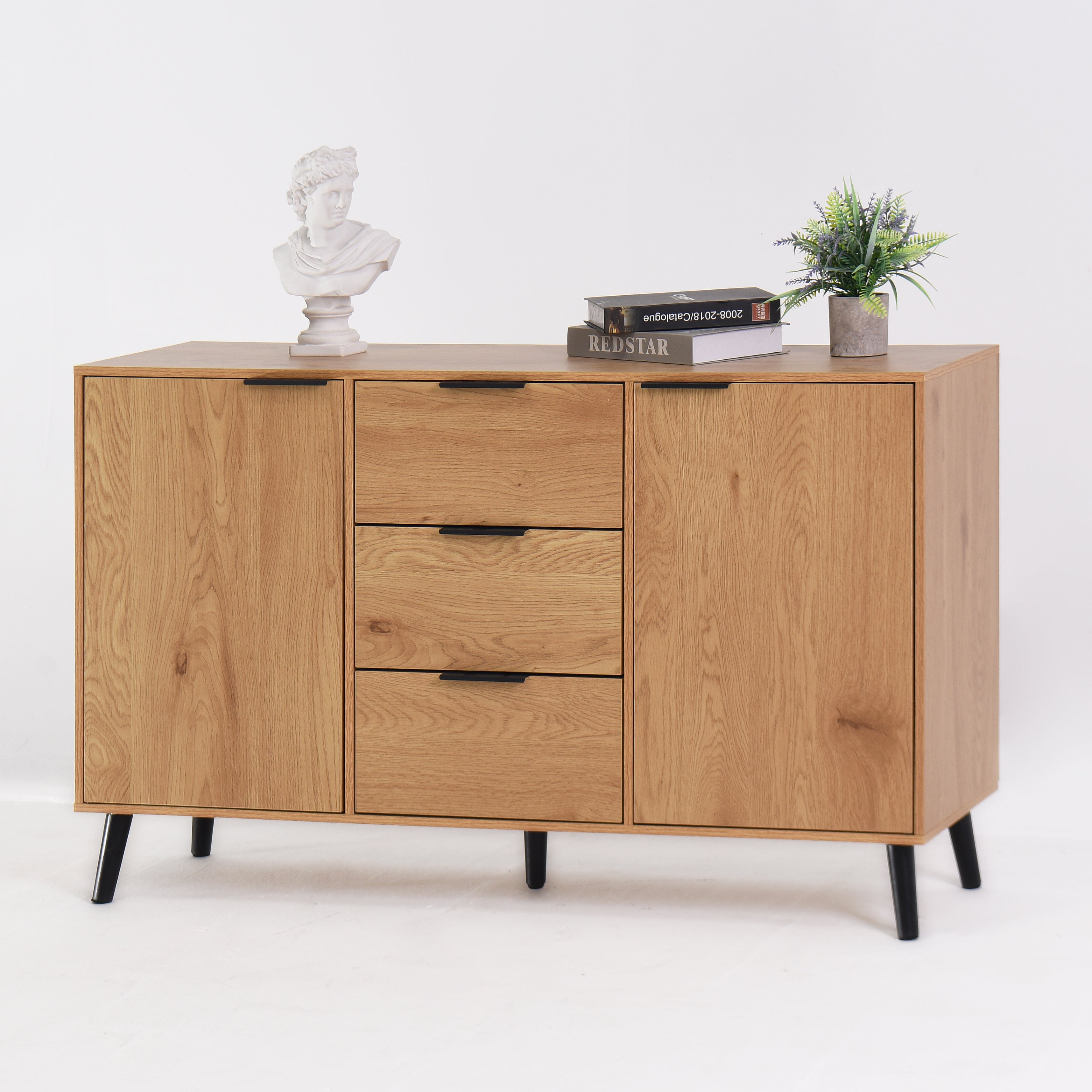 Side panel buffet cabinet with storage room, 47.2 "natural wood color kitchen cabinet with 3 drawers and 2 doors - W409P171861