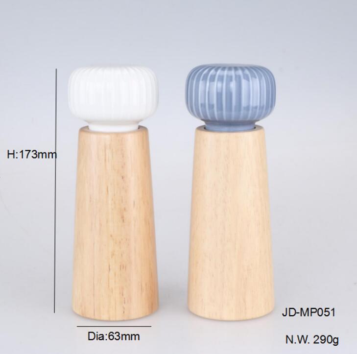 Wood Salt & Pepper Mill Pepper Grinder Salt Shaker with Ceramic Rotor