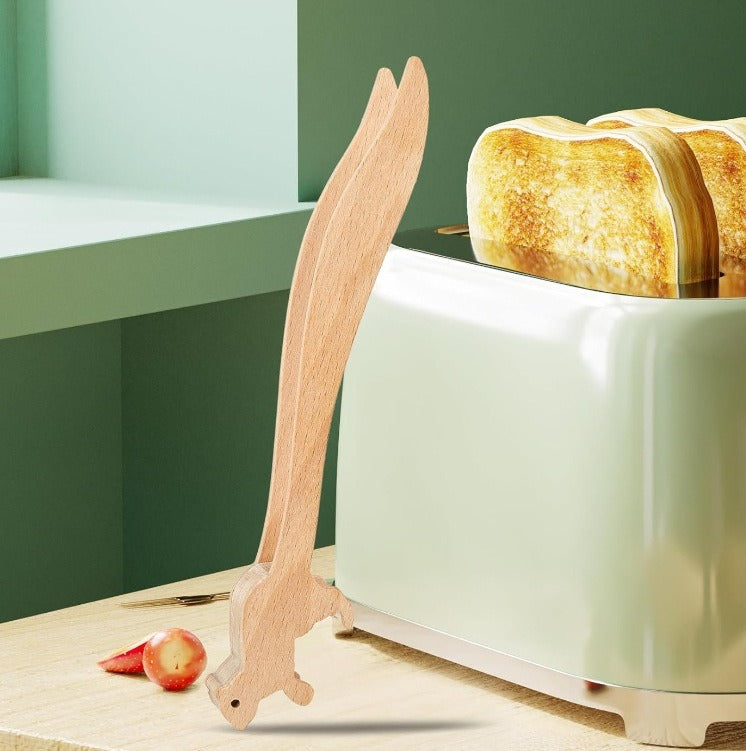 Kitchen and Home Good Items Squirrel Toast with Pine Wood Squirrel Baked Bread Pliers - squirrel