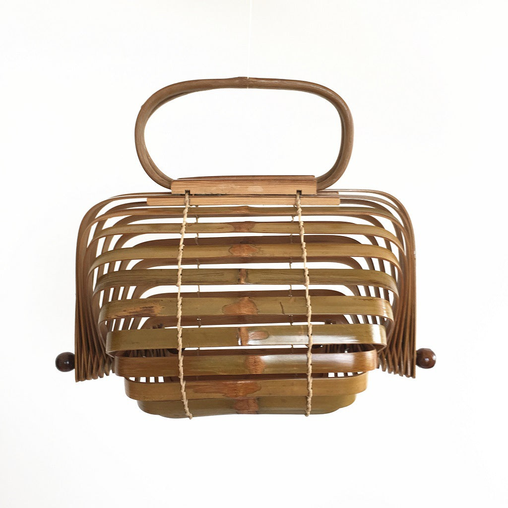 Bamboo Bag Ins Style Bird Lantern Bamboo Handbag Summer Beach Bag Women's Bag Foldable Retro Bamboo Bag - Small 24cm