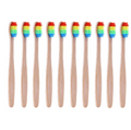 Colorful Head Bamboo Toothbrush Wholesale Environment Wooden Rainbow Bamboo Toothbrush Oral Care Soft Bristle