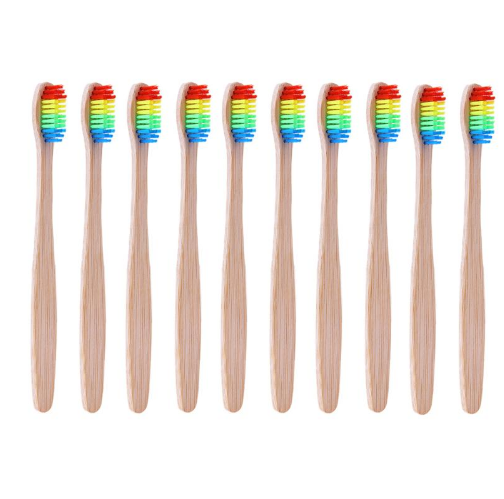 Colorful Head Bamboo Toothbrush Wholesale Environment Wooden Rainbow Bamboo Toothbrush Oral Care Soft Bristle