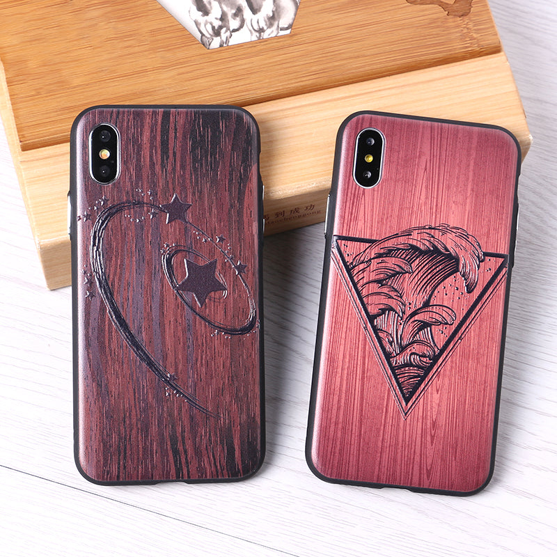 3D Relief Elephone Mermaid Tattoo imitative Wood Phone For iPhone 6 6S 6Plus 7 7Plus 8 8Plus X XS Max Case Cover Capas Fundas