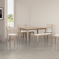 TREXM Classic and Traditional Style 6 - Piece Dining Set, Includes Dining Table, 4 Upholstered Chairs & Bench (Natural Wood Washï¼‰ - Natural Wood Wash + Solid Wood