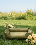 Chester & Lee | Vibrant Velvet Sleeper Dog Bed Olive - L