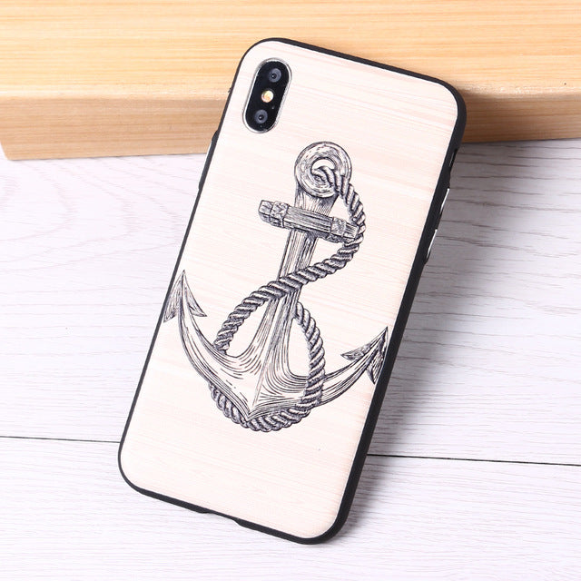 3D Relief Elephone Mermaid Tattoo imitative Wood Phone For iPhone 6 6S 6Plus 7 7Plus 8 8Plus X XS Max Case Cover Capas Fundas