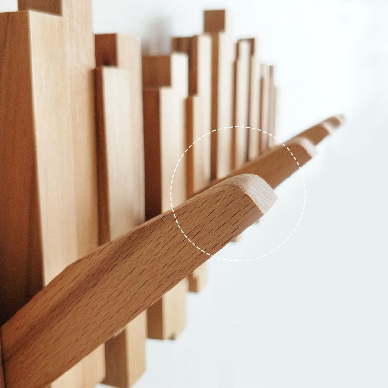 Hanging Clothes Rack Solid Wood Wall-Mounted Coat Rack Folding Hook - 5 hooks
