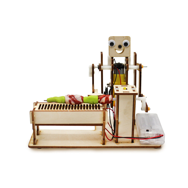 Barbecue Robot Creative Wood Board Assembly Technology Gizmo DIY Creative Science And Education Toys - As shown