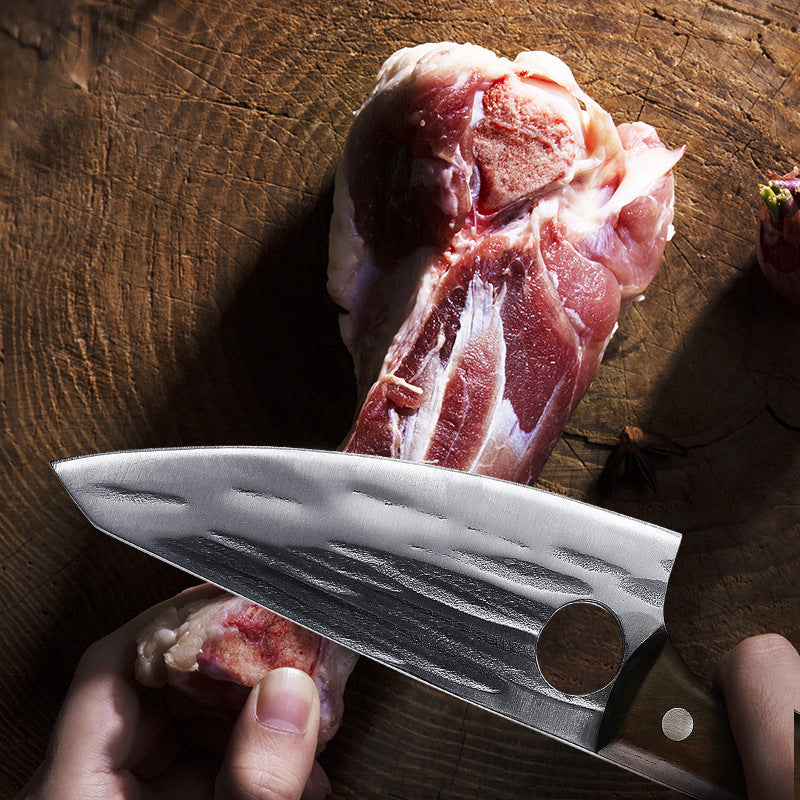 Hand-Forged Boning Knife Lightweight Ladies Kitchen Special Knife Leather Ash Wood Handle Chef Meat Cutting Knife