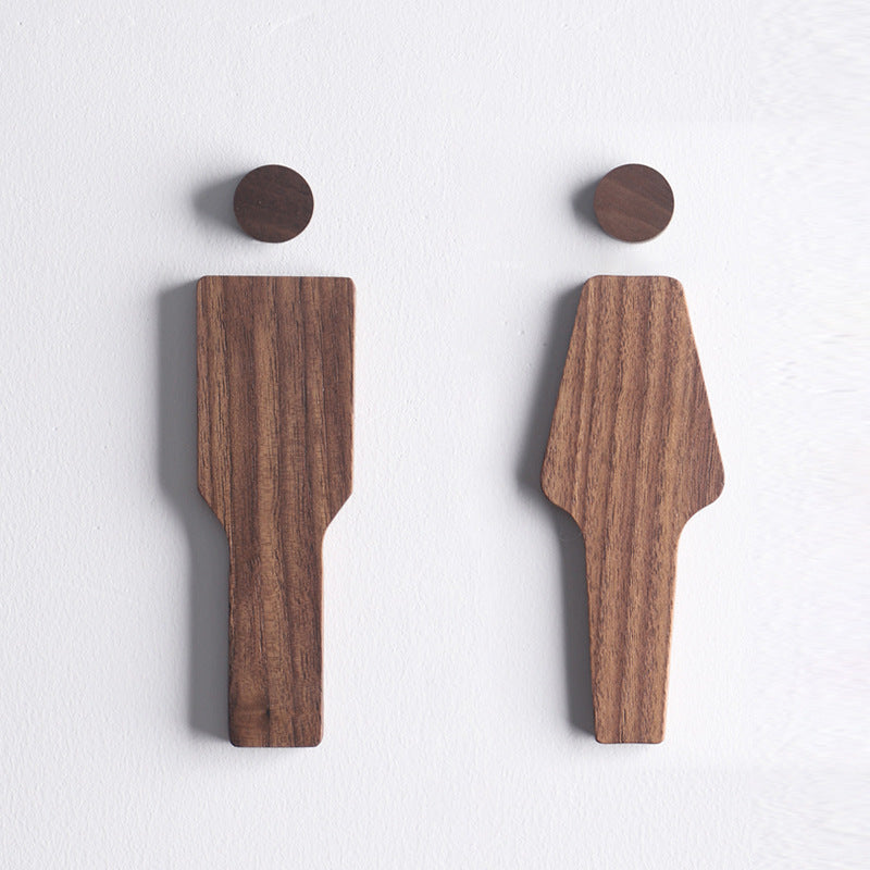Solid Wood Men's And Women's Toilet Signs Bathroom Signs Wooden Toilet Signs WC House Sign Stickers - 1 Set