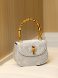 Western style bamboo joint handbag versatile commuting bag single shoulder crossbody saddle bag - Naked Pink