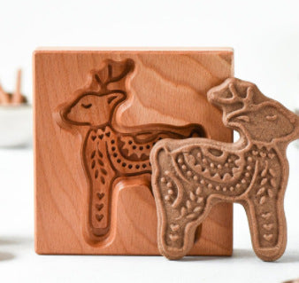 Cookie Mold Cutter Premium Beech Wood Cookie Shortbread Square Wooden Cookie Mold - Gypsophila 10*10*2