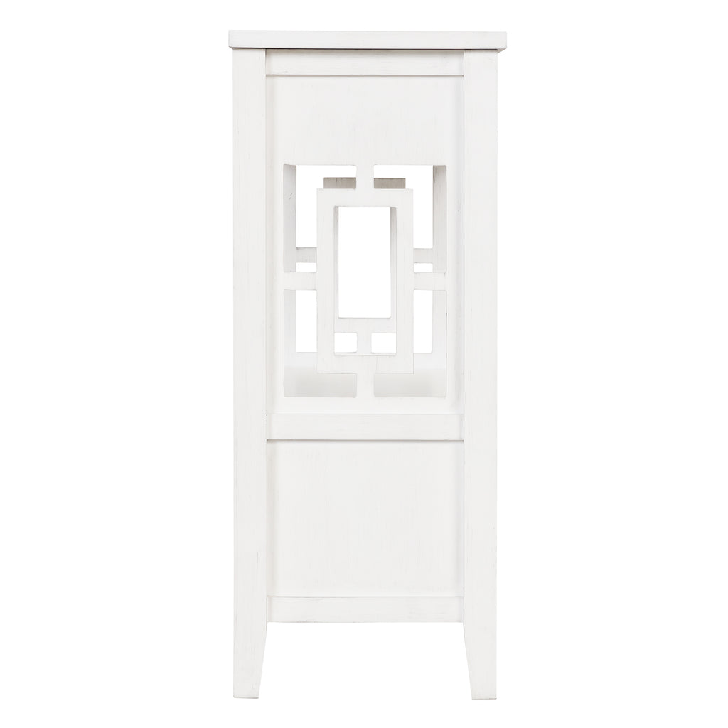 36'' Farmhouse Pine Wood Console Table Entry Sofa Table with 4 Drawers & 1 Storage Shelf (Antique White)