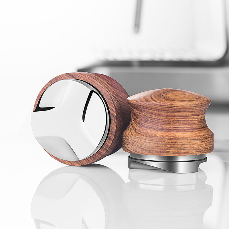 51/53/58mm Coffee Powder Filler Coffee Distributor Adjustable Depth Coffee Tamper Leveler with Walnut Wood Handle Portafilter Accessories