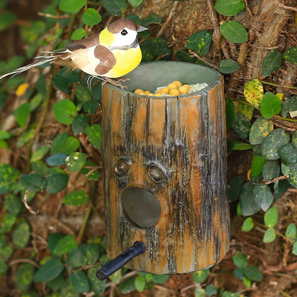 Resin simulation wood bird nest bird feeder outdoor garden decoration wall hanging