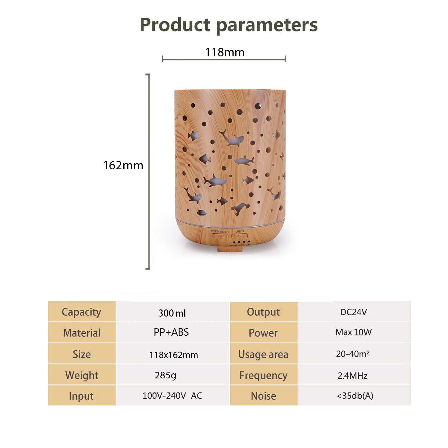 Humidifier Creative Mini Hollow Household Essential Oil Diffuser Wood Grain Underwater World Small Shark