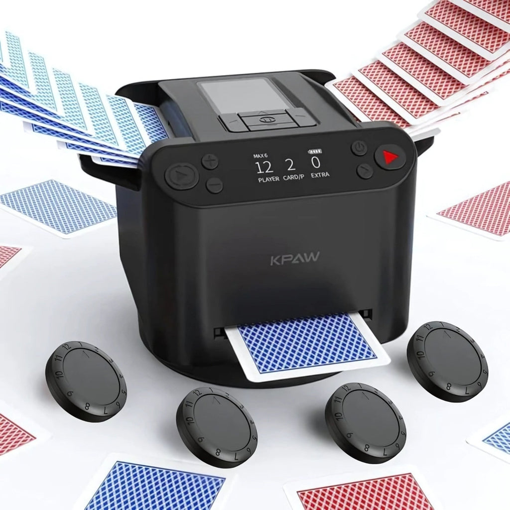 Mezclador y Repartidor Automático de Cartas 2 en 1 con 4 Controles Remotos de Extracción de Cartas