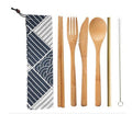 6Pcs/set Japanese Wooden Dinnerware Set Cutlery Set Bamboo Fork Knife With Cloth Bag Kitchen Tools picnic travel camping outdoor - Title