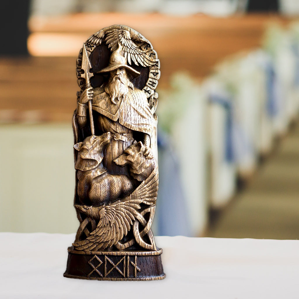 New Hero Statue Imitation Wood Carving Resin Ornament Resin Crafts Myth Ornament Thor God Decoration