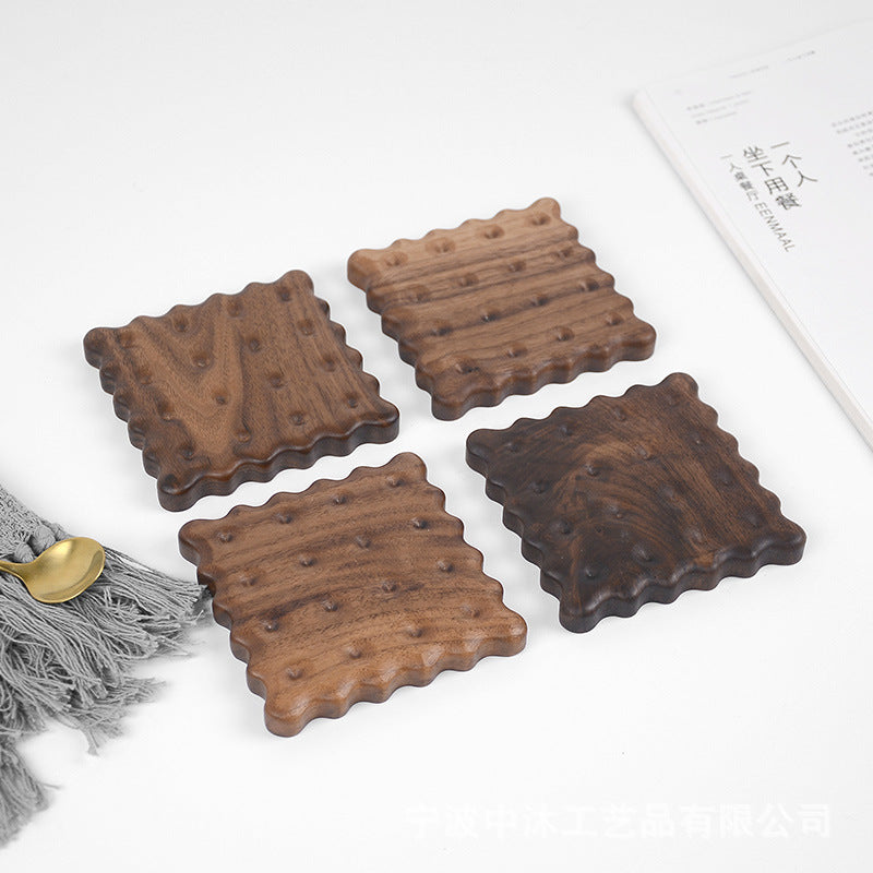 Black Walnut Biscuit Coaster Solid Wood Tea Coaster Mug Cushion Cute Cup Holder Creative Pot Gift