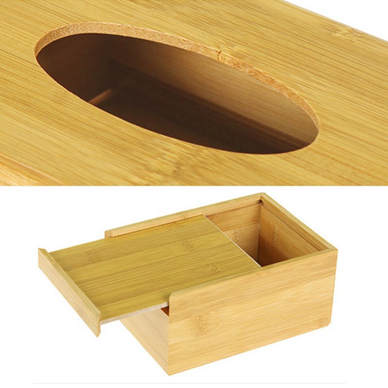 Bamboo Tissue Box Rectangle Paper Container for Home Office Desktop Paper Towel Box Hotel Napkin Tissue Holder Case