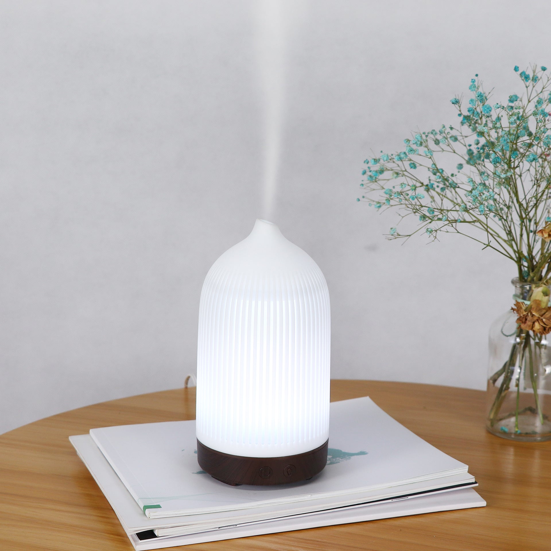 7 Color Aromatherapy Lamp Aromatherapy Machine Ultrasonic Atomization Mini Desktop Humidifier Home Bedroom Wood Grain Aromatherapy Machine