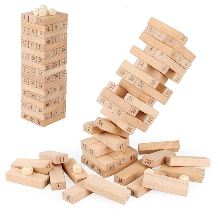 51 Beech Wood Numbers Large Stacked High Wooden Children's Layered Building Blocks Early Education Parent-Child Activity Educational Toys