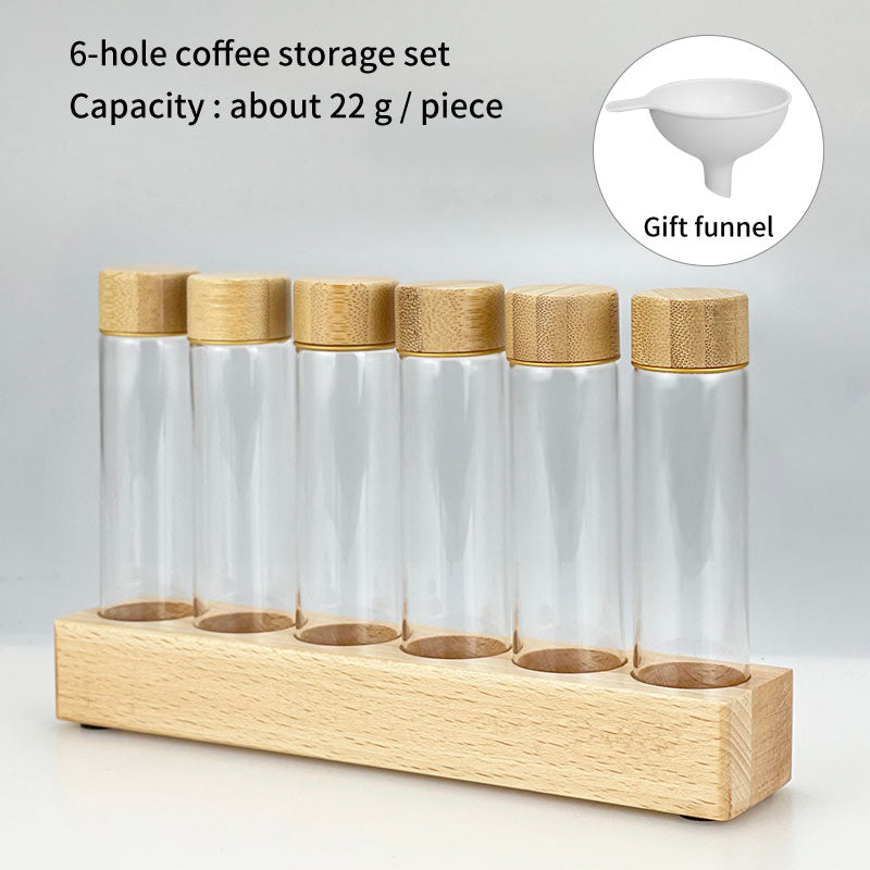 Coffee Bean Display Rack Test Tube Preservation Storage Sealed Tank Storage Tank Solid Wood Household Glass Bottle