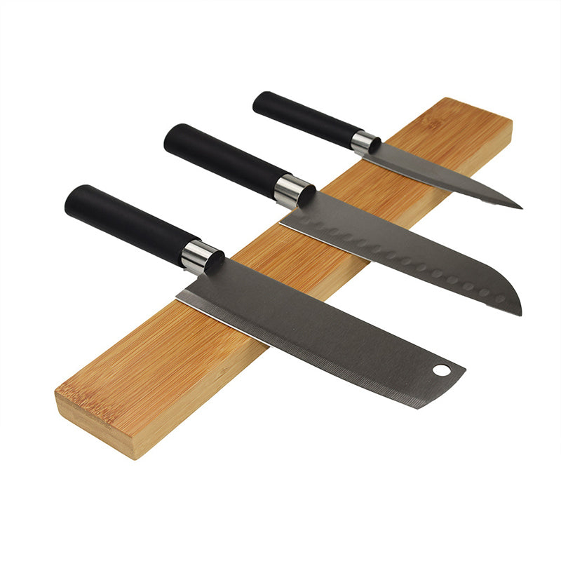 Magnet Knife Rack Nan Bamboo Home Kitchen Wall Hanging Suction Kitchen Knife Free Perforated Knife Storage Rack - 40*6*2cm