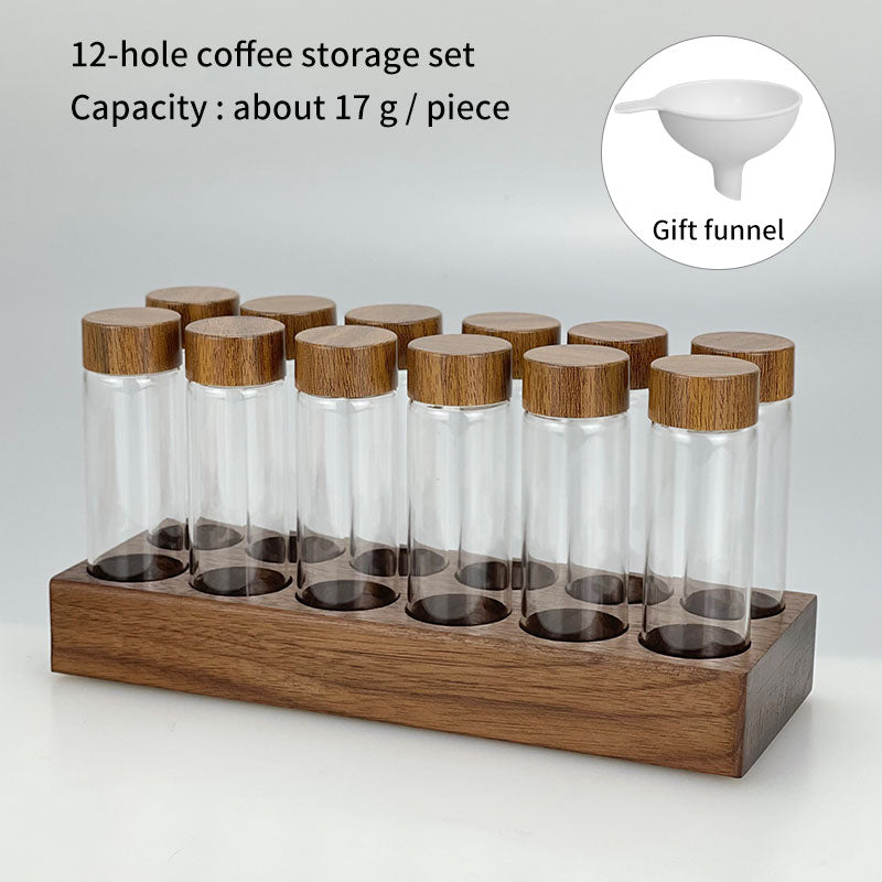 Coffee Bean Display Rack Test Tube Preservation Storage Sealed Tank Storage Tank Solid Wood Household Glass Bottle
