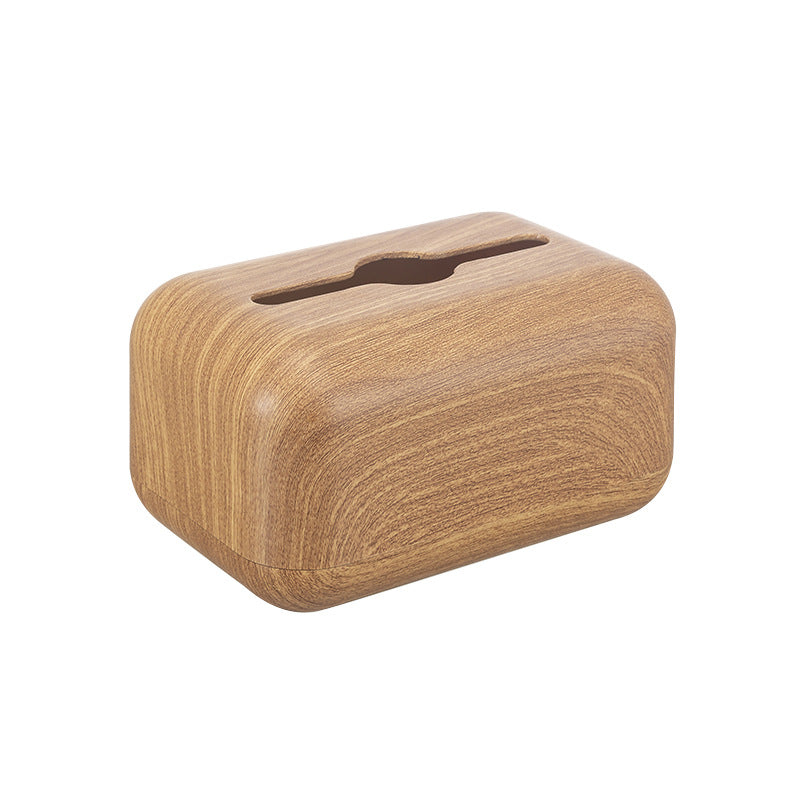 Desktop Imitation Solid Wood Tissue Box Walnut Wood Grain Face Towel Storage Box