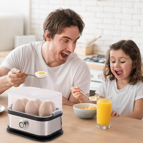 200W Power Eggs Boiler Space Saving Auto Shut-Off Smart Egg Cooker 6 Eggs Capacity Stainless Steel Rapid Egg Cooker