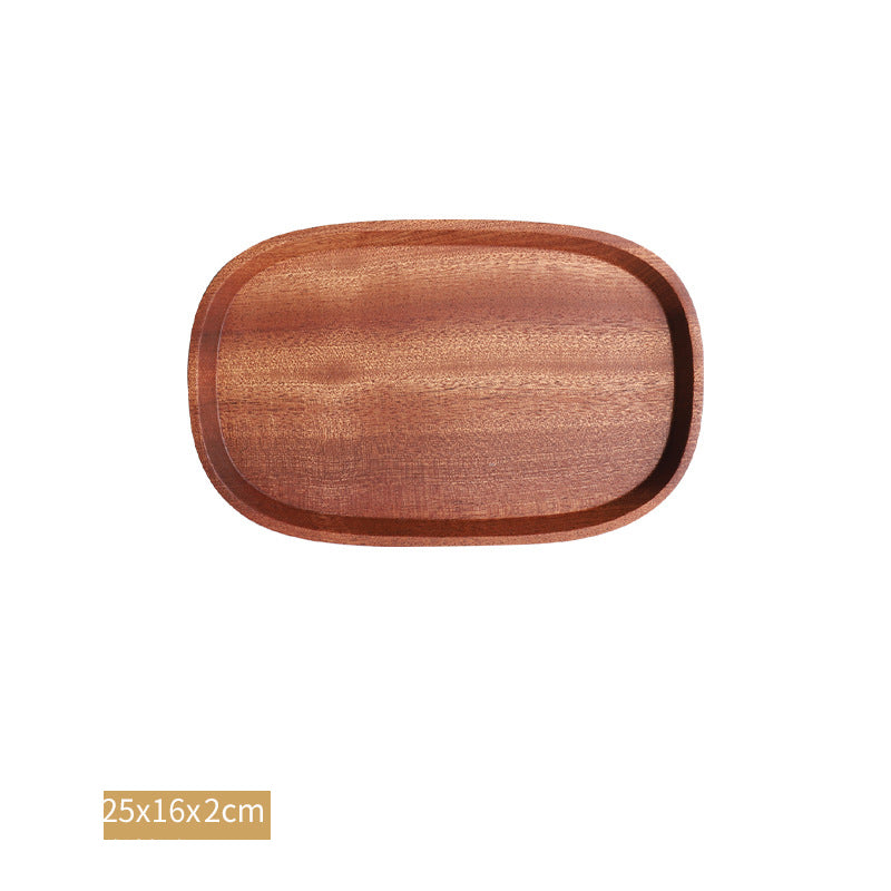 Solid Wood Dinner Plate Oval Tray Practical Dessert Fruit Plate Afternoon Tea Coffee Cup Storage Plate Acacia Wood
