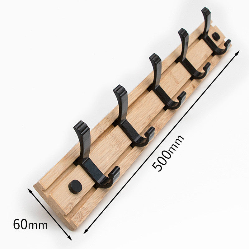 Punch Free Clothes Hook On Solid Wood Wall Can Move a Row Of Horizontally Hanging Bags Wall Thickening Bamboo Wood Metal Clothes Hook