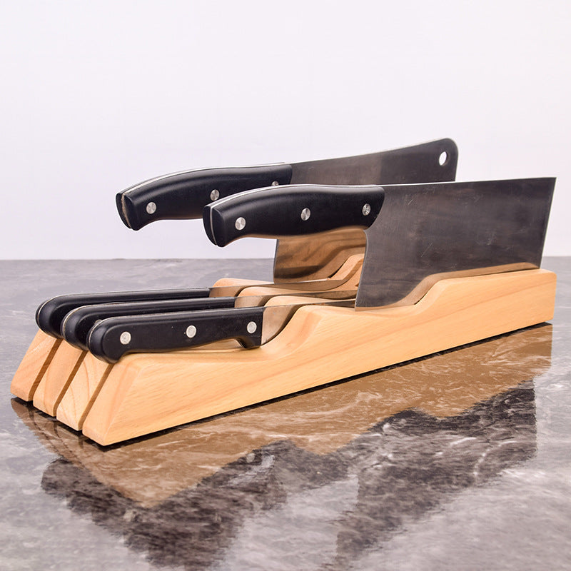 Creative Drawer Solid Wood Knife Holder Western Style Knife Storage Rack Kitchen Supplies