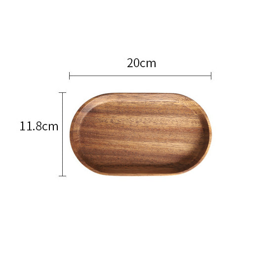 Solid Wood Dinner Plate Oval Tray Practical Dessert Fruit Plate Afternoon Tea Coffee Cup Storage Plate Acacia Wood