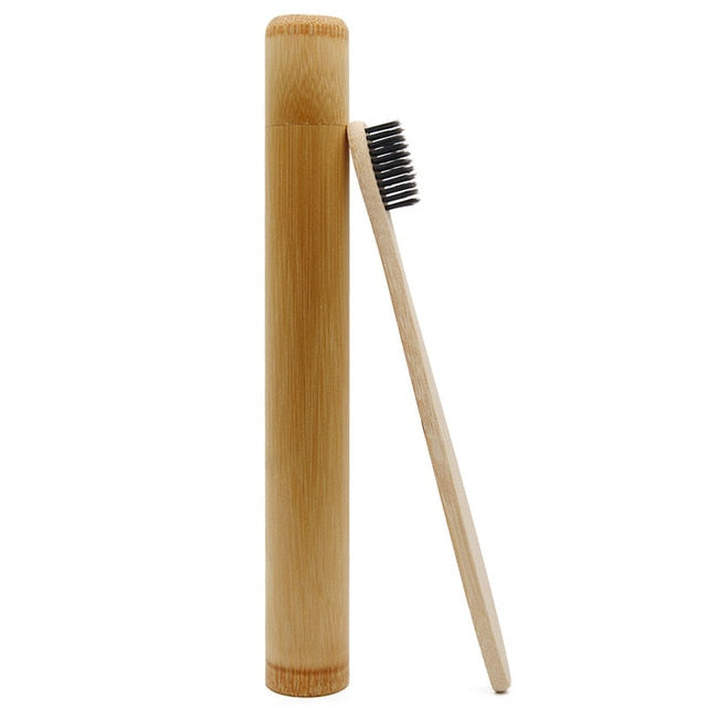 Genkent 1 PCS Bamboo Toothbrush Novelty Wooden Teeth Brush soft-bristle Bamboo Fibre Wooden Handle Bamboo Tube Charcoal Set