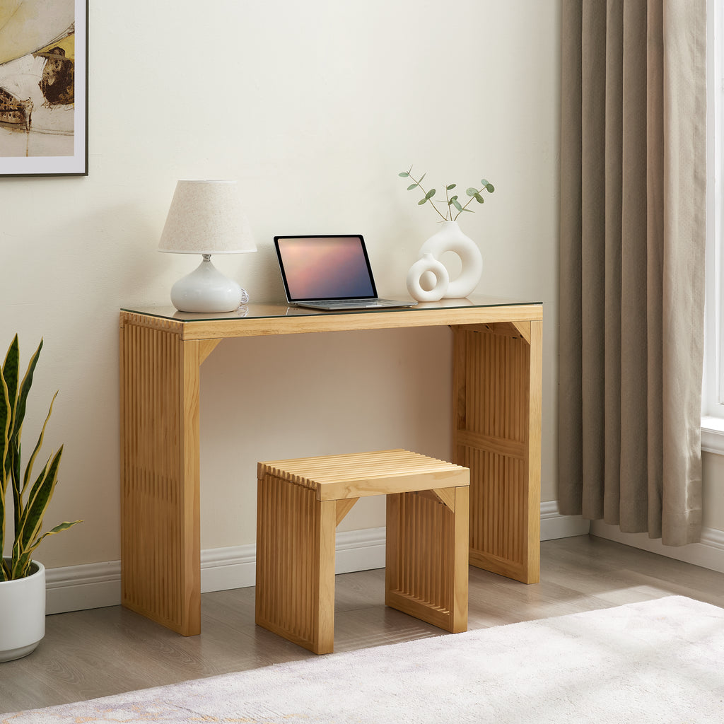 Pine Dining Bench and Table, Indoor Wood Bench for Entryway,Living Room,Kitchen and Bench Set (Nature, Bench & Table) Small - Natural