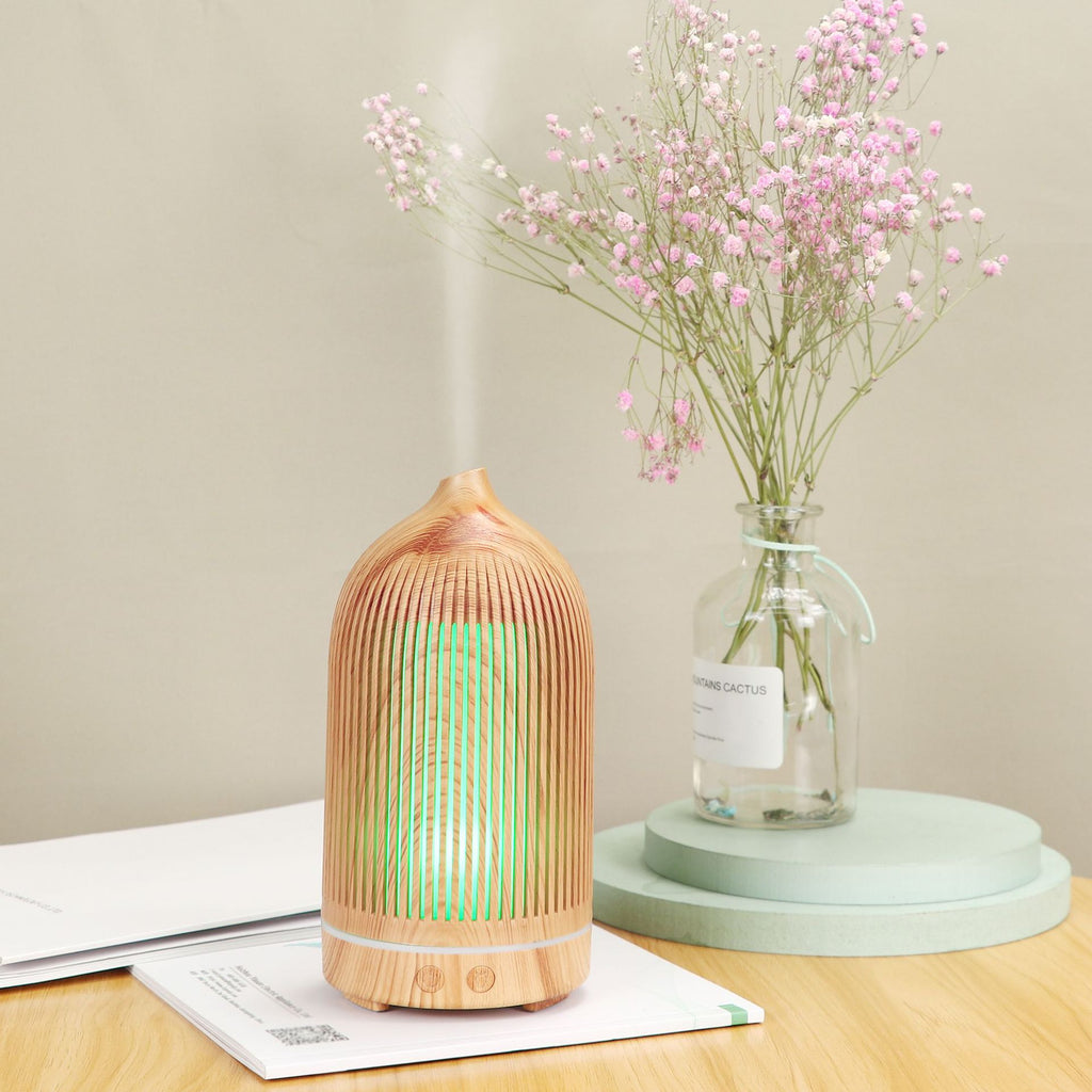 5V Colorful Aroma Diffuser Aroma Diffuser Ultrasonic Atomization Mini Desktop USB Humidifier Home Wood Grain Aroma Diffuser