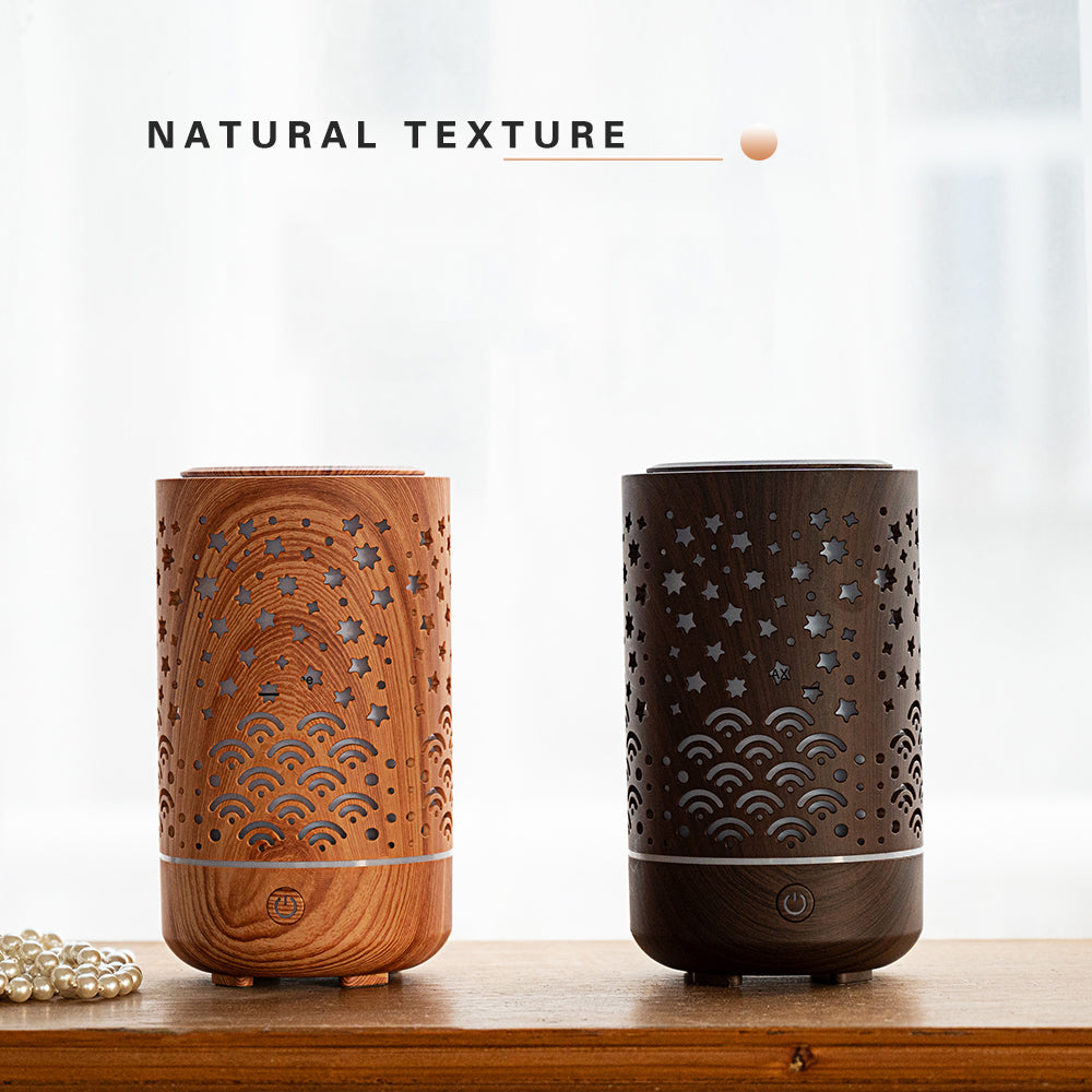 New Wood Grain Starry Sky Aroma Diffuser Humidification Car Home Spray Humidifier Ultrasonic Essential Oil Automatic Diffuser - Deep wood grain