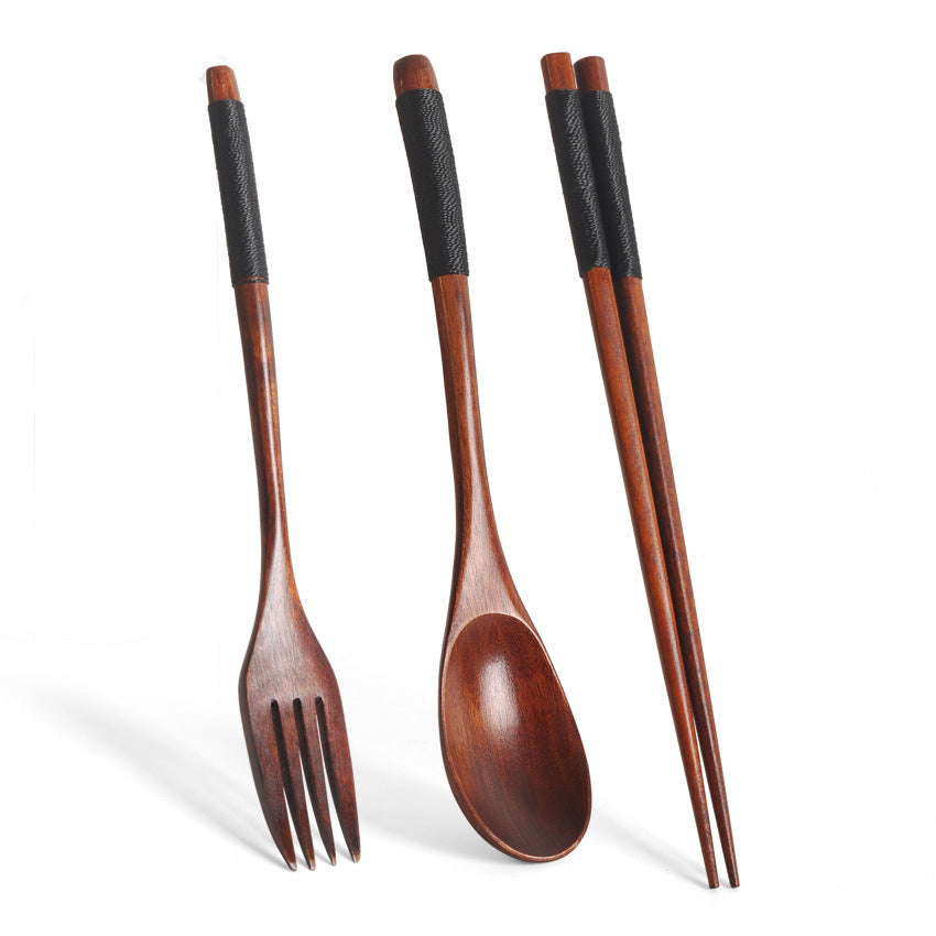 Japanese style spoon chopsticks two piece set long handle solid wood adult students portable spoon chopsticks tableware