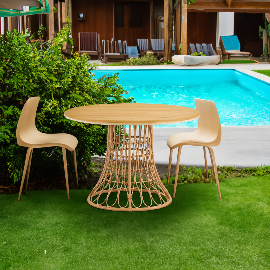 Outdoor dining simple bamboo chair table - Antique brown